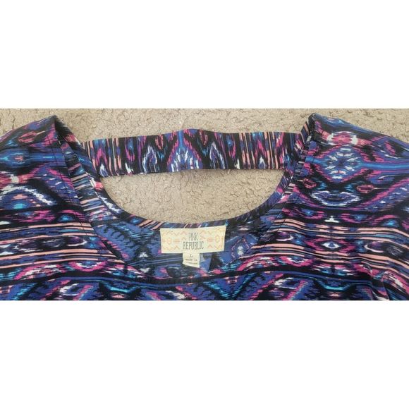 Pink Republic Women's Tribal Printed Cap Sleeve Midi Dress Blue Pink Large - Picture 5 of 7